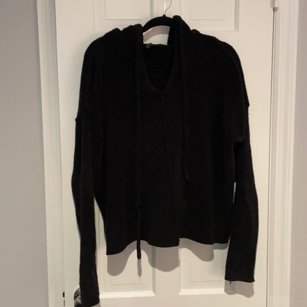 ATM a black velour-ish hoodie